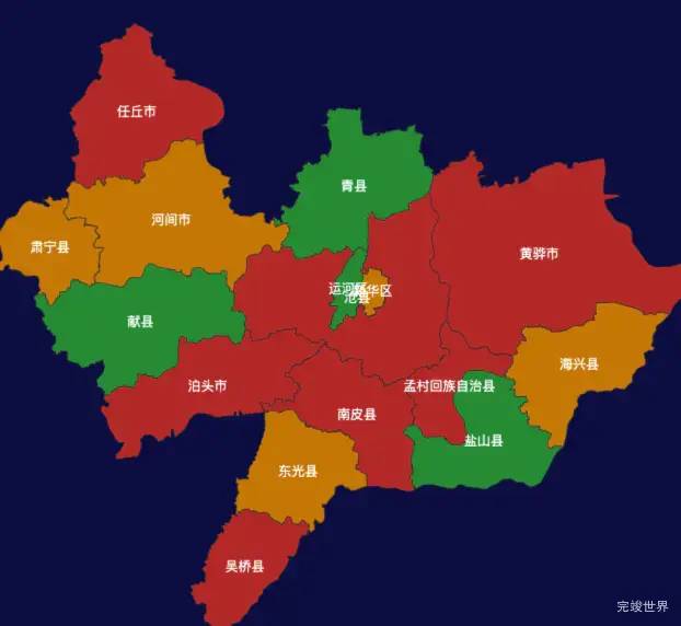 echarts沧州市地区地图geoJson数据